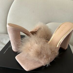 Liliana Women's Blush Fur-Trimmed Mules